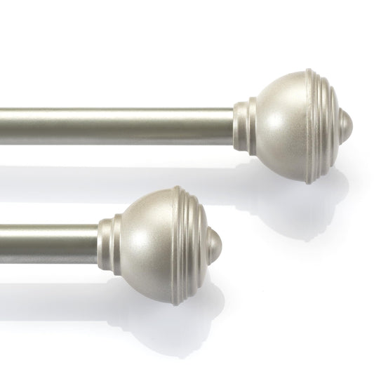 Curtain Rod 71-122 cm 28 -48 for Windows and Doors adjustable 2 Pack Nickel with Decorative Urn Finials and Brackets Set, 5 8 Inch by Deco Window