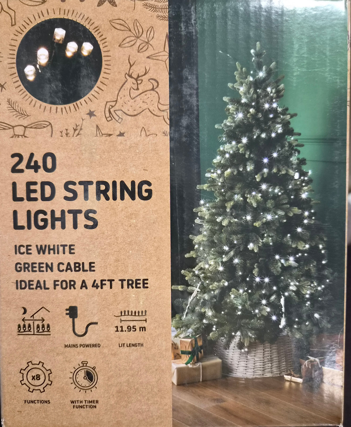 240 LED Ice White String Lights indoor/outdoor 11.95m