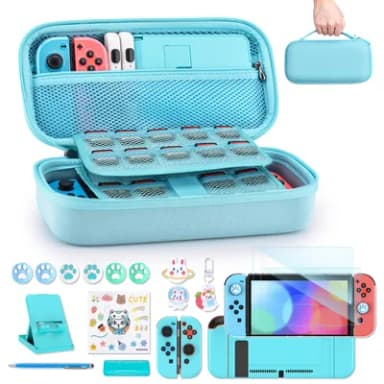 Switch Case for NS Switch/Oled, innoAura 16 in 1 Switch Accessories Bundles with Switch Carrying Case, Switch Game Case, Switch Protective Case, Switch Stand, Switch Thumb Caps,3 colours