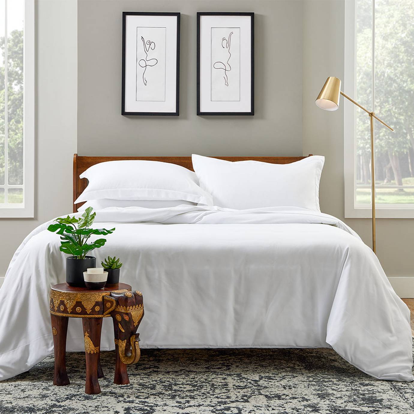 Cosy House Collection Luxury Bamboo Duvet Cover - Ultra Soft Comforter, Duvet, or Quilt Cover - Solid Zippered Duvet Protector for Bed (Single, Grey