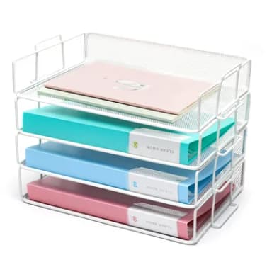 Exerz Paper Sorters 4pcs /Stackable Letter Trays 4 Tiers/File Trays/Desk Organiser - Metal - Office, School, Home