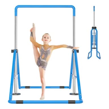 DOBESTS Gymnastics Bar, Kids Folding Horizontal Bar, Adjustable Height Gymnastic Horizontal Bars, Junior Gymnastic Training Equipment for Home Gym Indoor Garden Outdoor