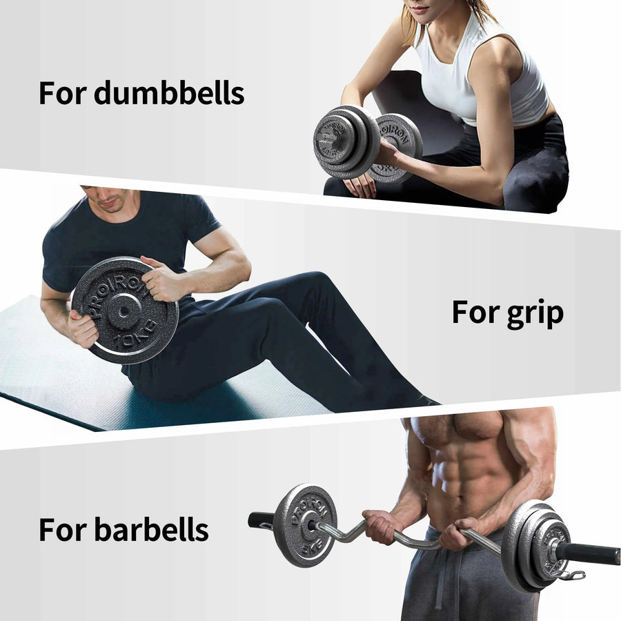 PROIRON Cast Iron Weight Plates 1 Inch Barbell Plates Discs in Pair for Lifting and Strength Training, Weights Plates Set for 1’’ Bar (10kg x 2)