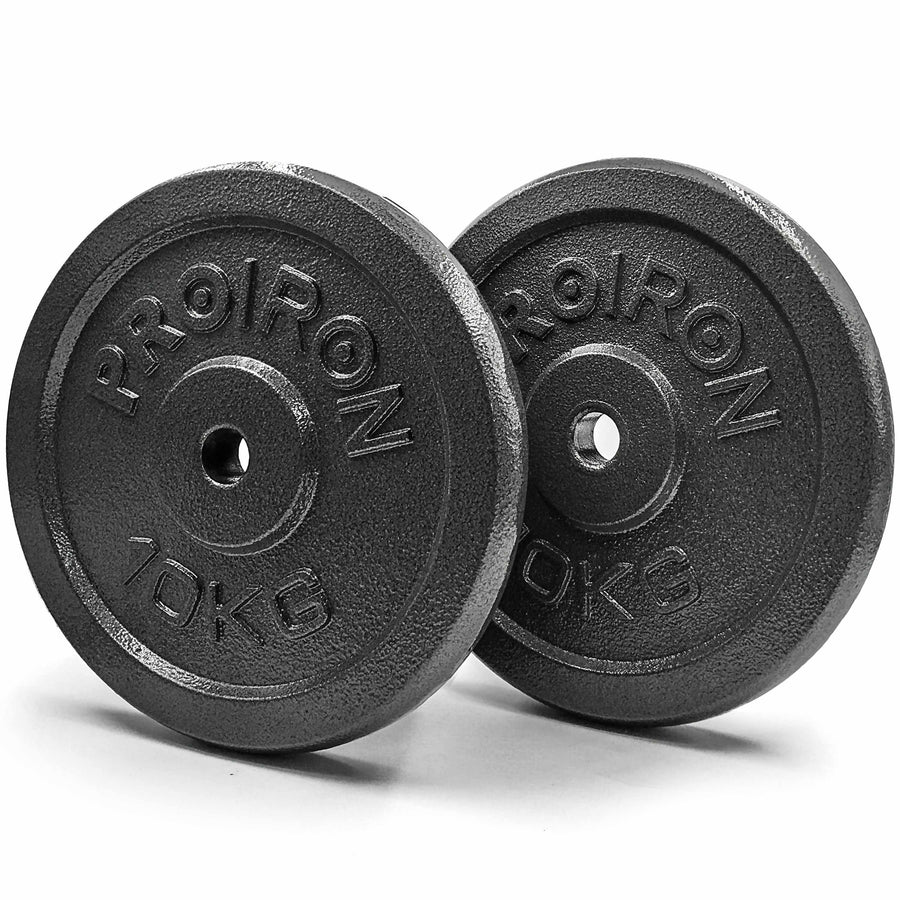PROIRON Cast Iron Weight Plates 1 Inch Barbell Plates Discs in Pair for Lifting and Strength Training, Weights Plates Set for 1’’ Bar (10kg x 2)
