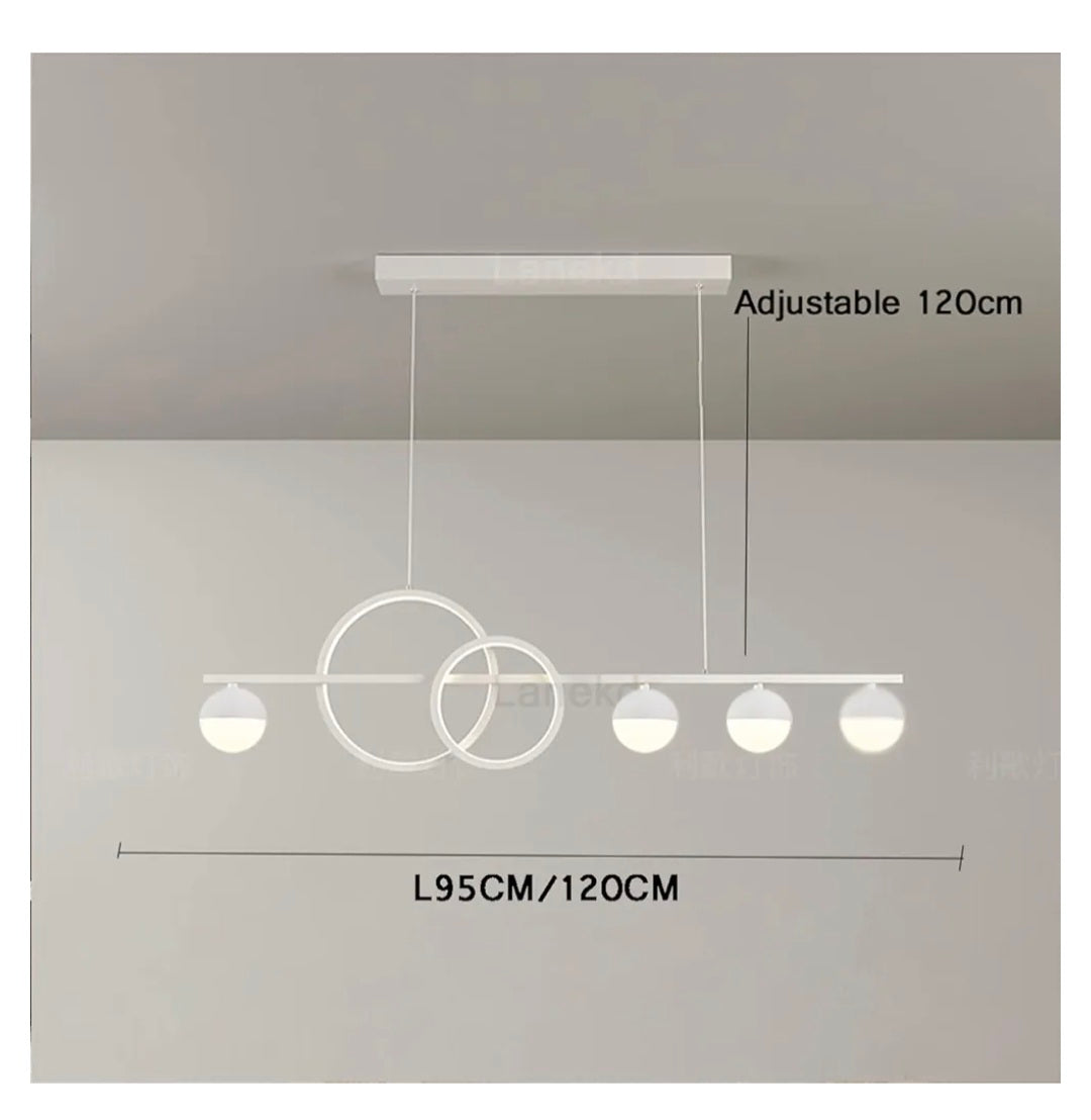 Lanekd Dining Table Lamp Modern LED Pendant Lights 120cm Dimmable Hanging Lamp Bedroom Ring Chandelier Height Adjustable with Remote Control Office Living Room Kitchen Suspension Lamp White