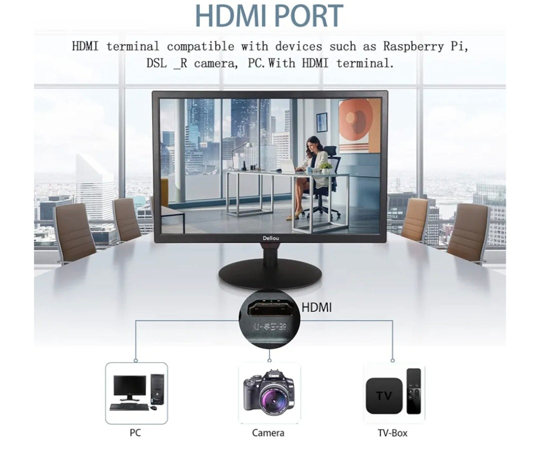 22 Inch TV LCD Display Video MultiFunction interface PC HDMI AV BNC VGA USB Input 1920x1080 Full HD Computer Monitor Built-in Speakers