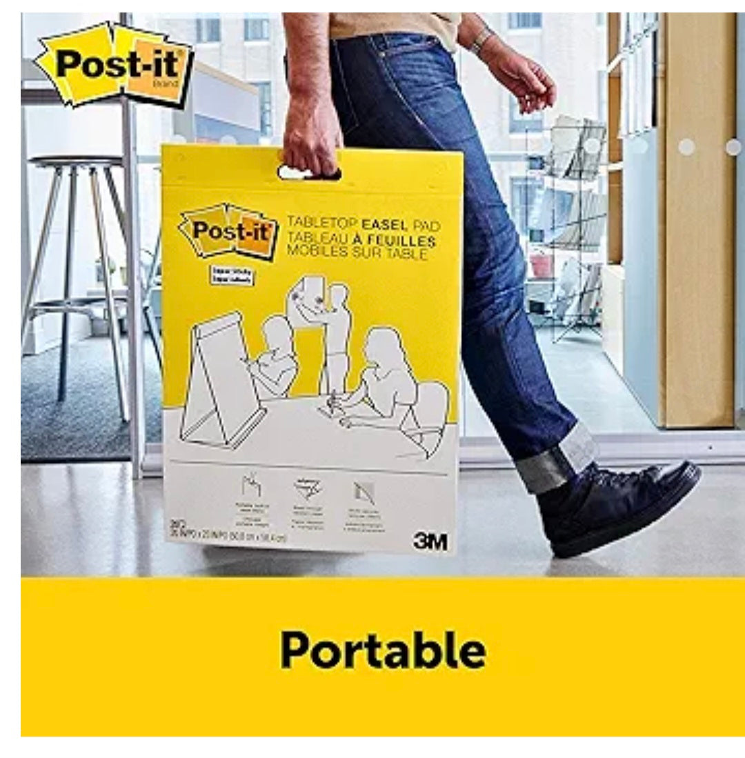 Post-it Super Sticky Portable Tabletop Easel Pad, Great for Virtual Teachers and Students, 20x23 Inches, 20 Sheets,Pad, 2 Pads (563 VAD 2PK