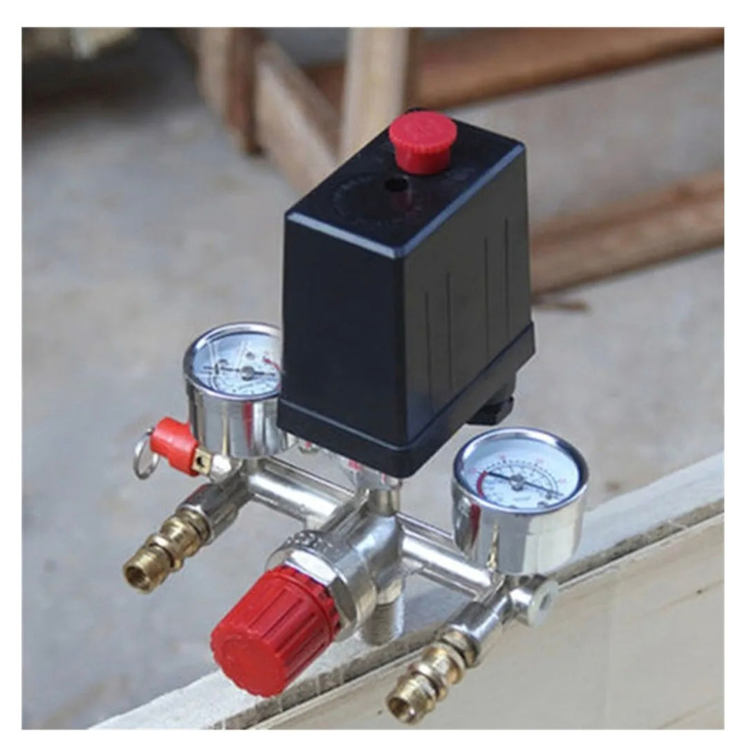 Control Ball Valve 1 Port Air Compressor Parts Bracket Regulator Wind Air Compressor Bracket with Gauge Pressure Switch 220 Safety Valve Easy to Install (Color : Single Hole, Size : 220)