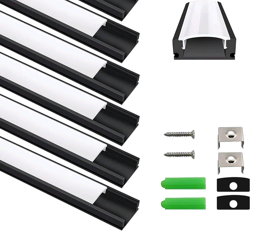 5 Pack LED Aluminium Channel Profile 3.3ft Extrusion Diffuser Strip Lights Cover