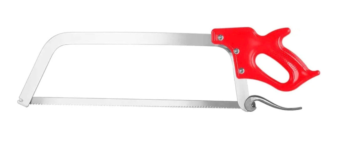 Royal Catering Butchers Meat & Bone Saw for Game RCFS-2 (Blade Length 46 cm, Blade Stainless Steel, Thickness: 0.7 mm, Aluminum Frame, Lever Included)