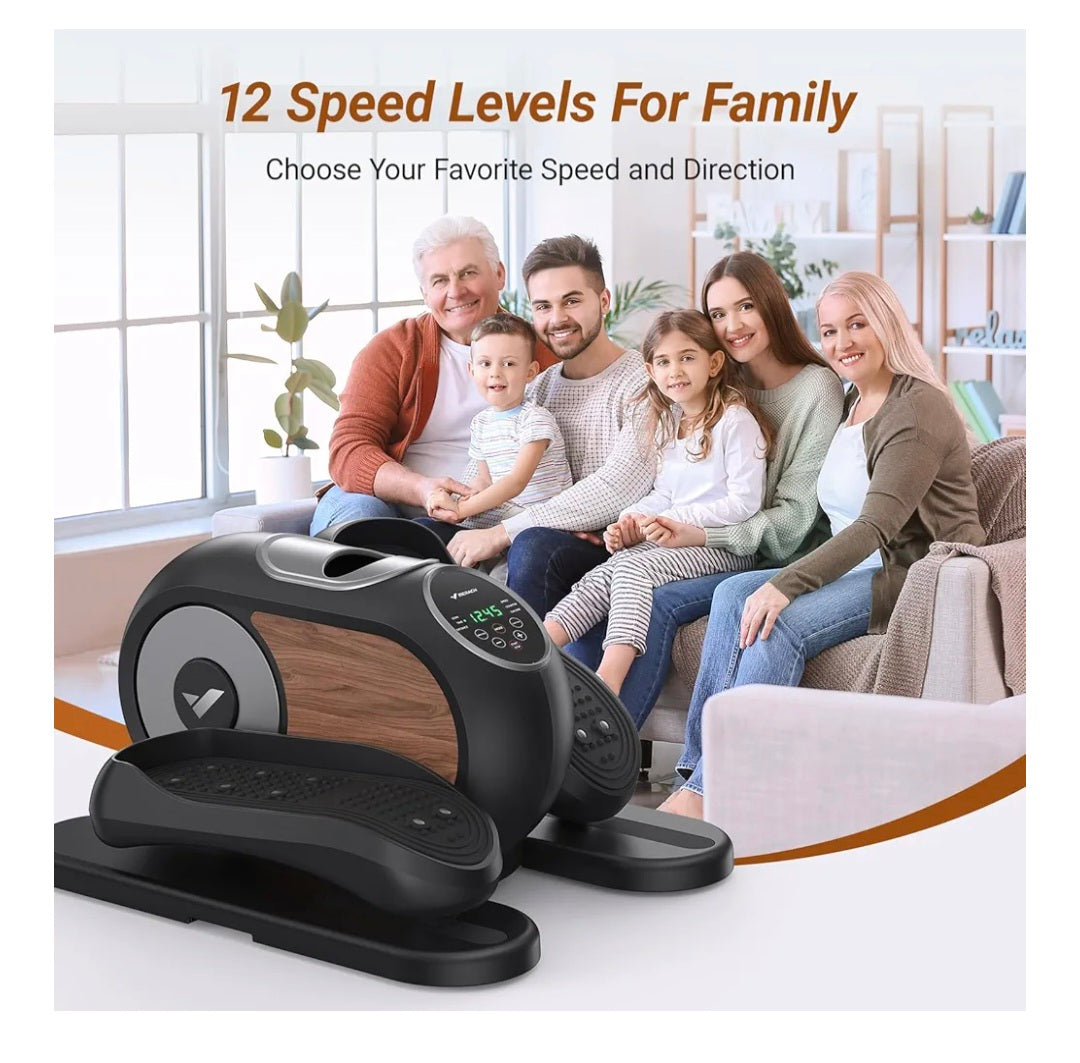 Under Desk Elliptical Machine for Home, Electric Elliptical Machine for Seniors with 12 Adjustable Speed, Quiet & Portable Seated Pedal Exerciser with Remote Control & Non-Slip Pad