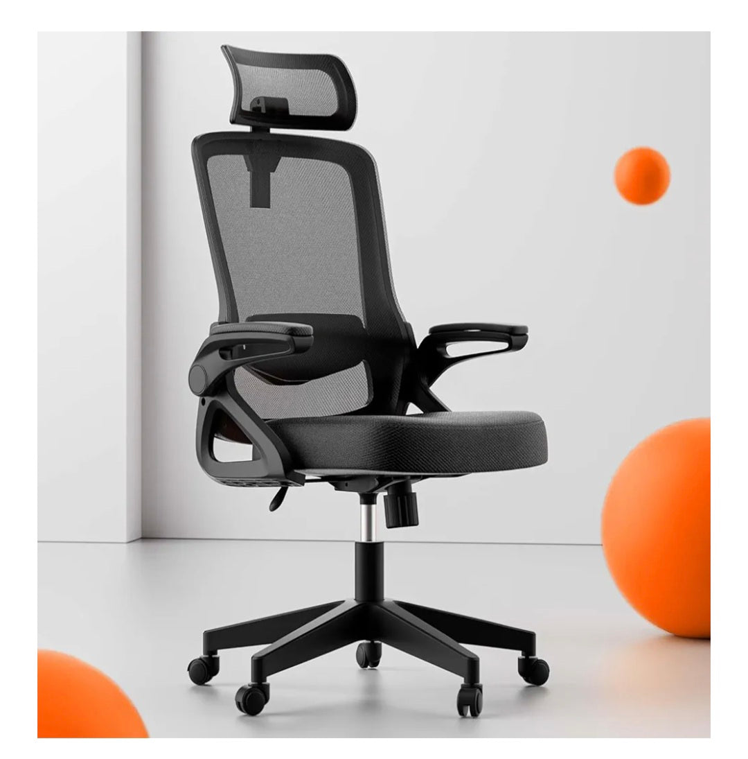 Ergonomic Office Chair, S-Shaped Mesh Desk Chairs, Adjustable Headrest & Lumbar Support, 90°Flip-Up Armrest, Breathable High Back & Widened Cushion,Swivel Computer Chairs for Home/Study/Office