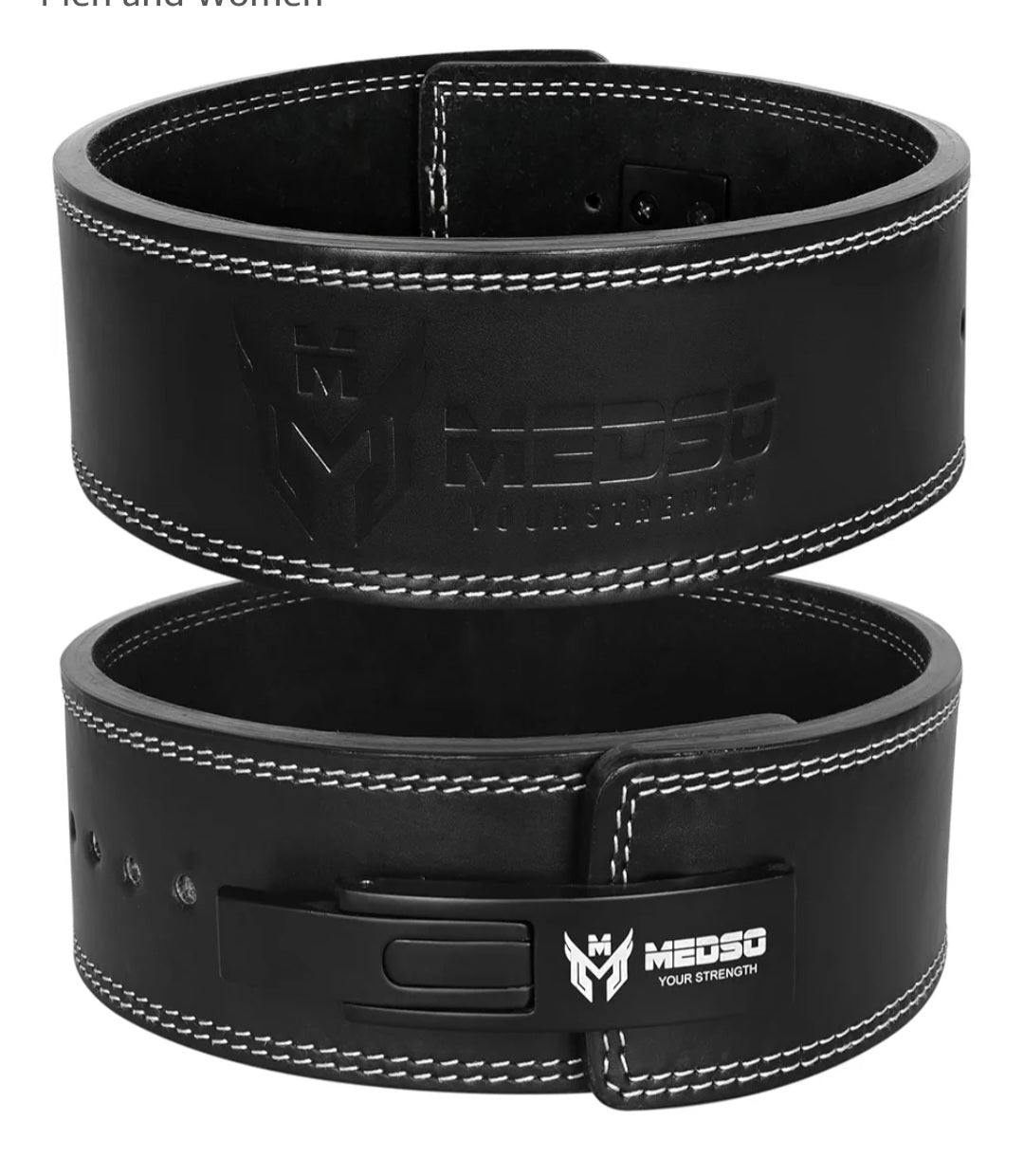 MEDSO Weightlifting 100% Genuine Leather Lever Belt, For Weight Lifting, Powerlifting, Cross Training, Squats, Deadlift, Workout Belt, 10MM Thickness 4” Wide for Men and Women