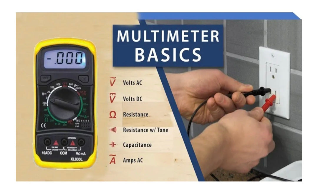 AC/DC Digital Multimeter | OHM Current Circuit Multimeter Tester, Voltmeter, Ammeter OHM Meter with Buzzer | Easy Read LCD Display Circuit Tester Data Hand Hold Reading Meter