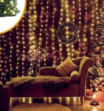 Warm White LED String Light Chain with 8 Modes IP44 Waterproof Copper Wire Fairy Lights for Outdoor and Indoor Use Garden Party Decoration 60m
