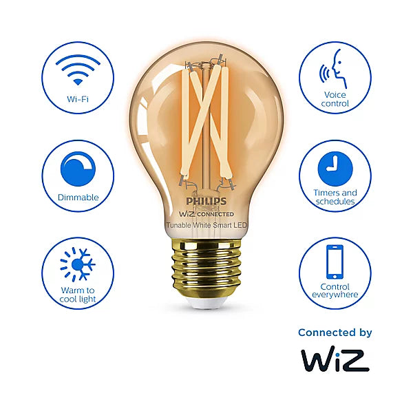 Philips Smart WiZ E27 50W LED Cool white & warm white A60 Dimmable Light Bulb
