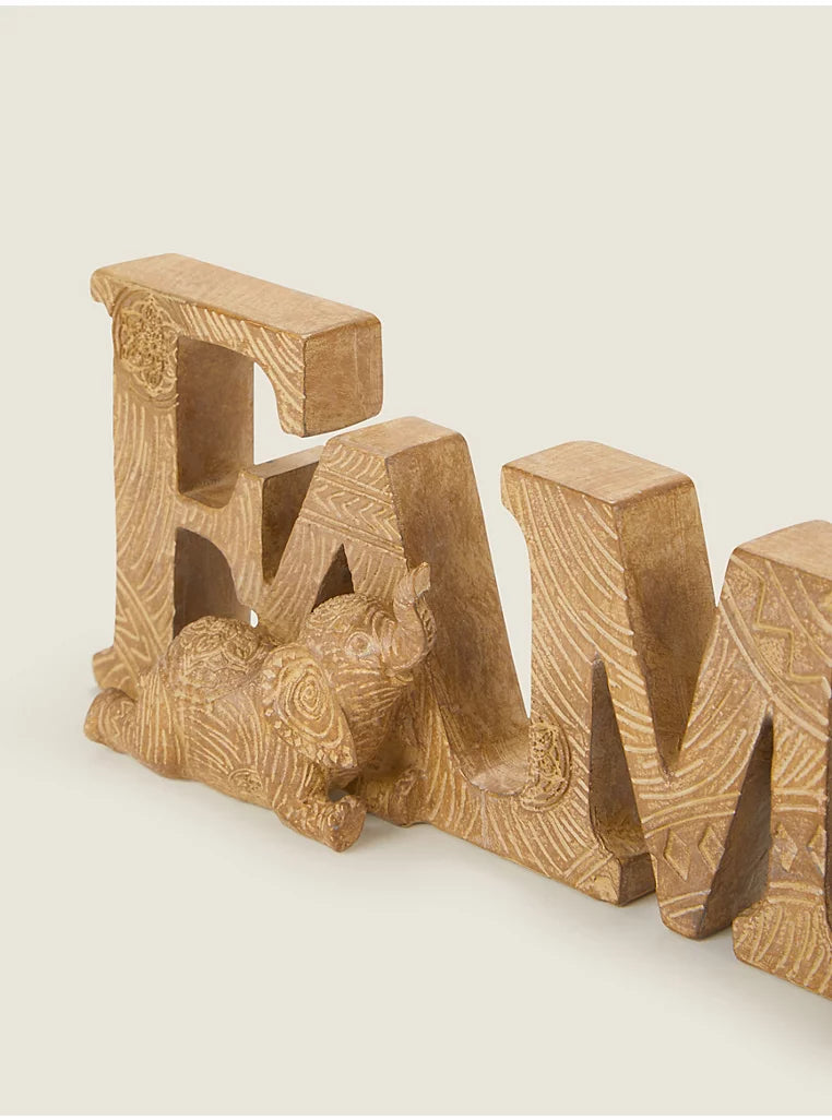 Natural Wood-Effect Animal Family Sign