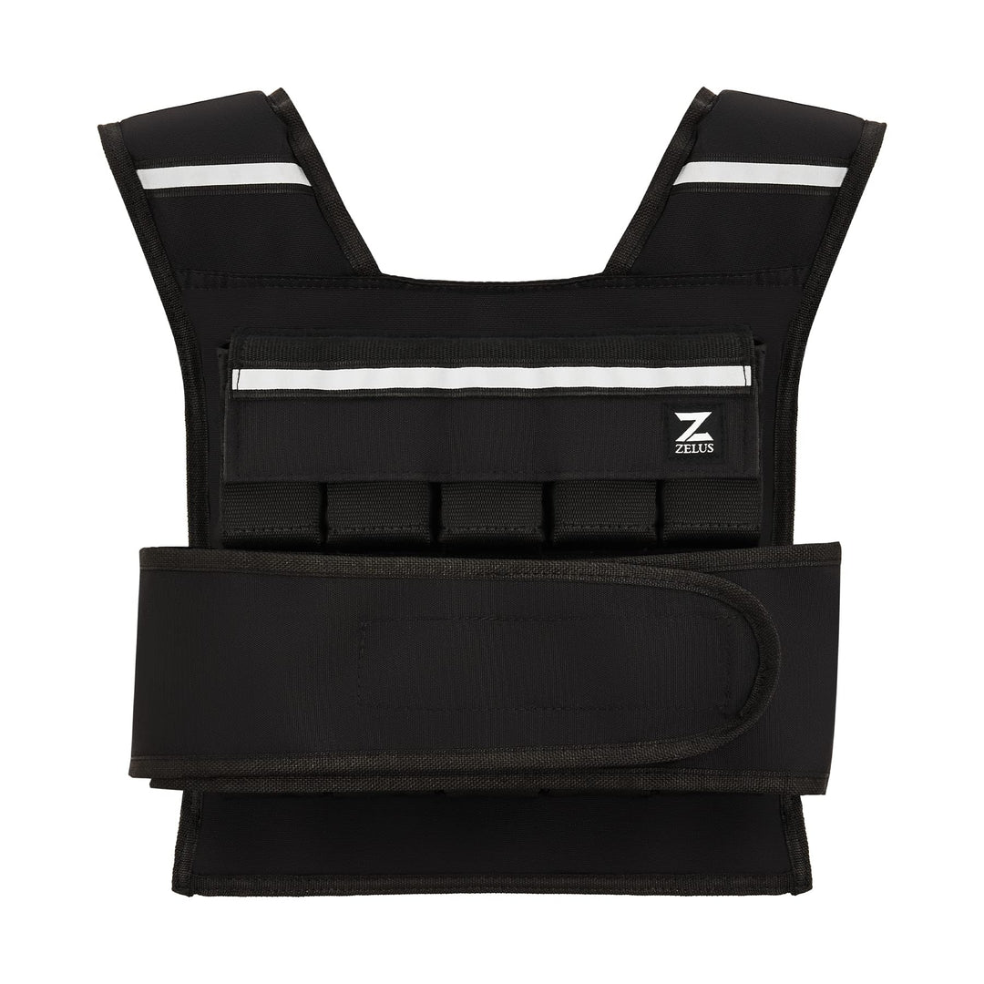 ZELUS Weighted Vest for Men and Women, 9-14.5 kg Adjustable Weighted vest with weights Included | Weight Vests with 6 Ironsand Weights for Cardio and Strength Training, Black