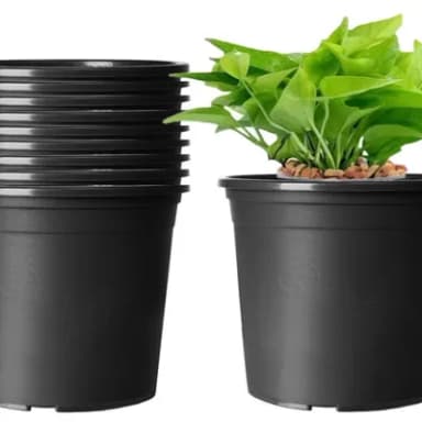 KAHEIGN 10Pcs Plastic Flower Pots, 16cm Thicken Plant Pots Plant Container Indoor Gardening Pot (Black)