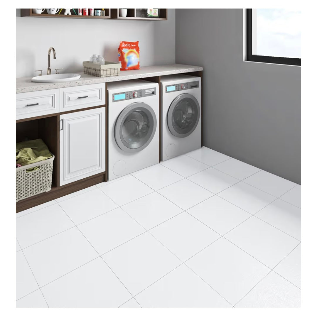 Peel & Stick Vinyl Floor Tiles 30 x 30cm 16-Pack Self-Adhesive Washable Flooring – White