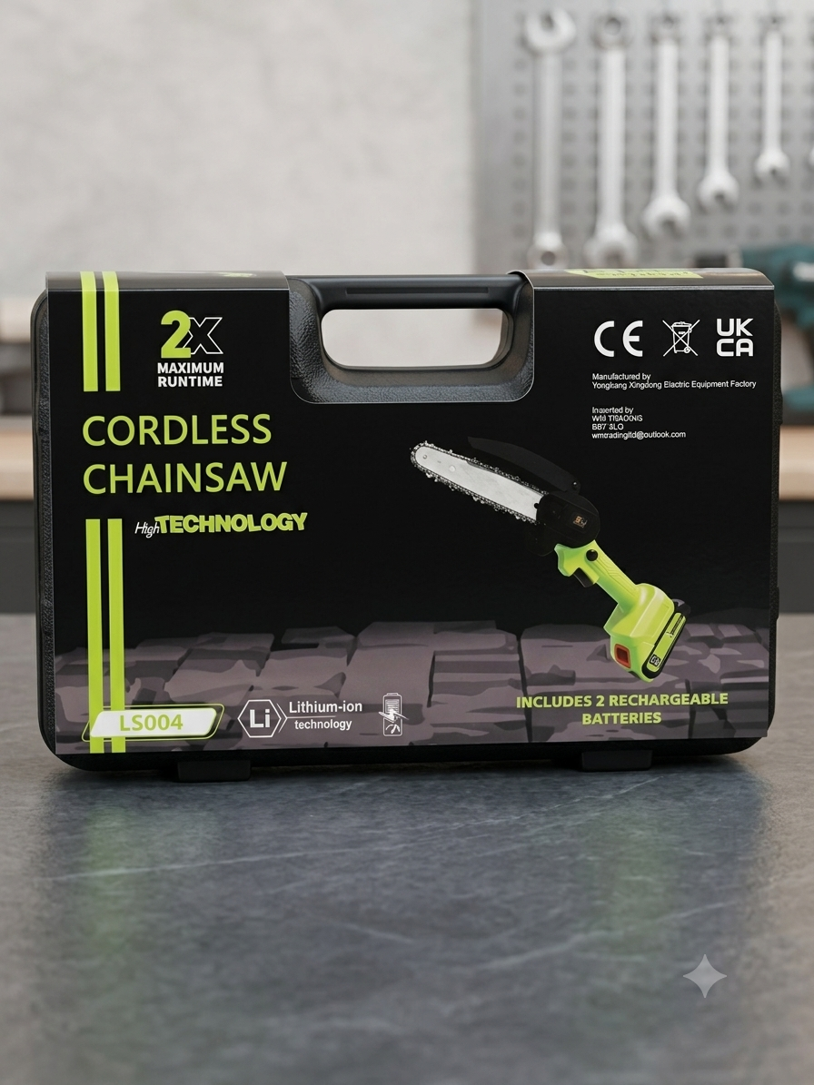 Cordless Mini Chainsaw, 2x Maximum Runtime, Includes 2 Rechargeable Batteries