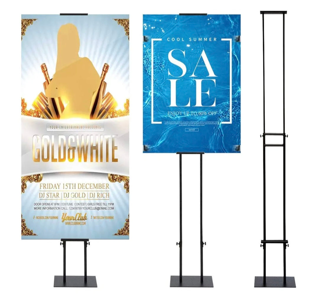VAIIGO Double-Sided KT Board Sign Stand Adjustable Poster Stand Heavy Duty Floor Advertising Sign Holder Height Up to 75inches