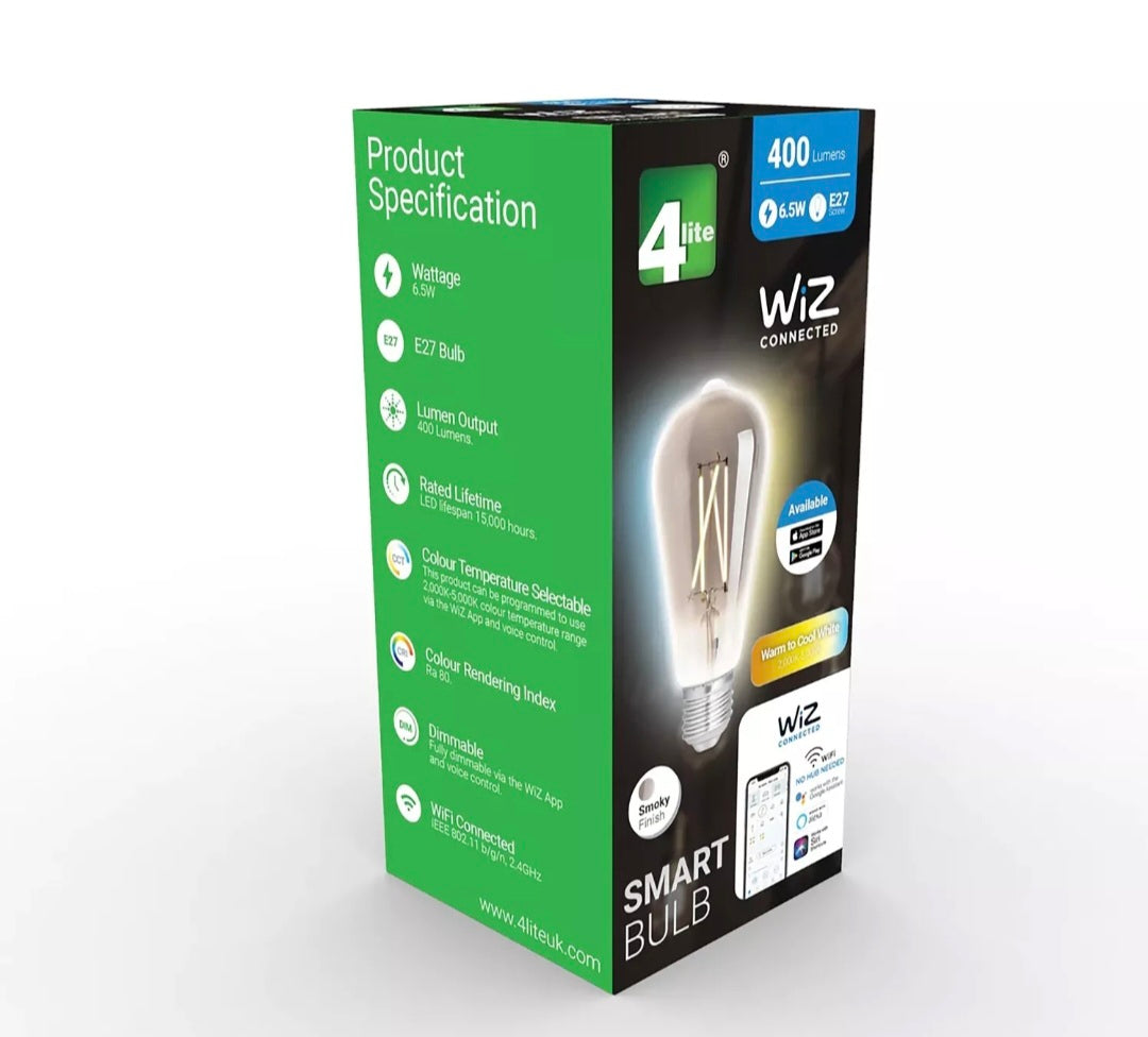 4Lite WiZ Connected SMART LED WiFi Filament Bulb ST64 Clear Smoky 4L1/8015