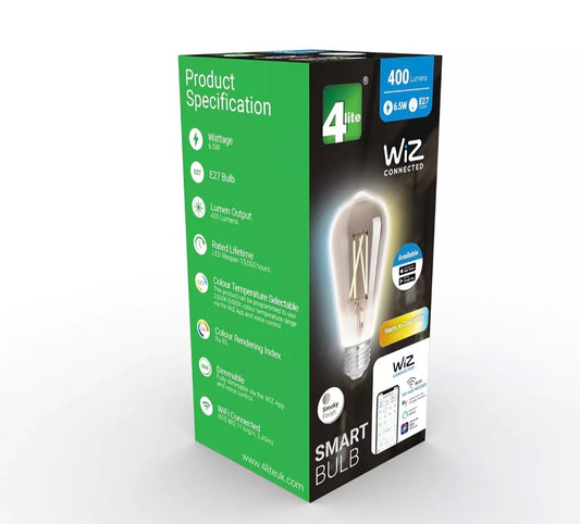 4Lite WiZ Connected SMART LED WiFi Filament Bulb ST64 Clear Smoky 4L1/8015