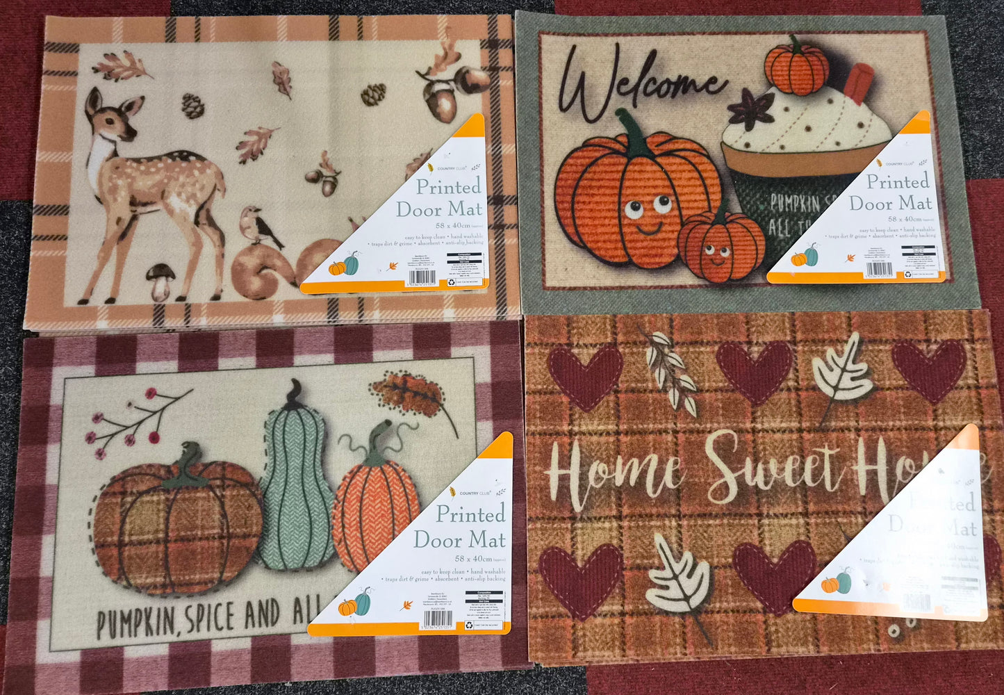Autumnal Printed Doormat in 4 Designs Size. 58cm x 40cm
