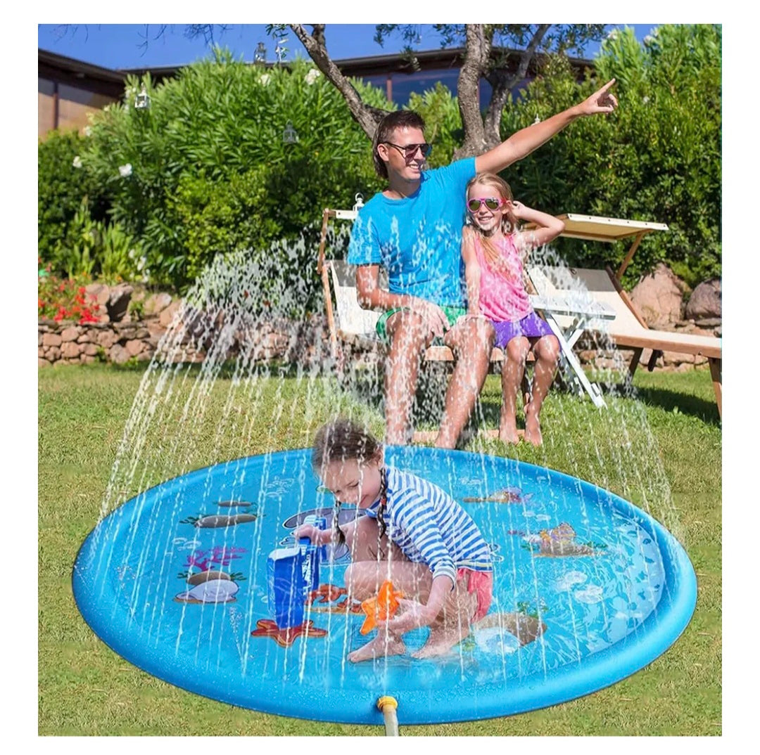 170cm/68 Sprinkle and Splash Play Mat, Ufo Inflatable Outdoor Party Sprinkler Pad Wading Pool Summer Garden Outdoor Spray Water Kids Dogs Yellow