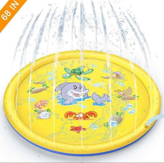170cm/68 Sprinkle and Splash Play Mat, Ufo Inflatable Outdoor Party Sprinkler Pad Wading Pool Summer Garden Outdoor Spray Water Kids Dogs Yellow