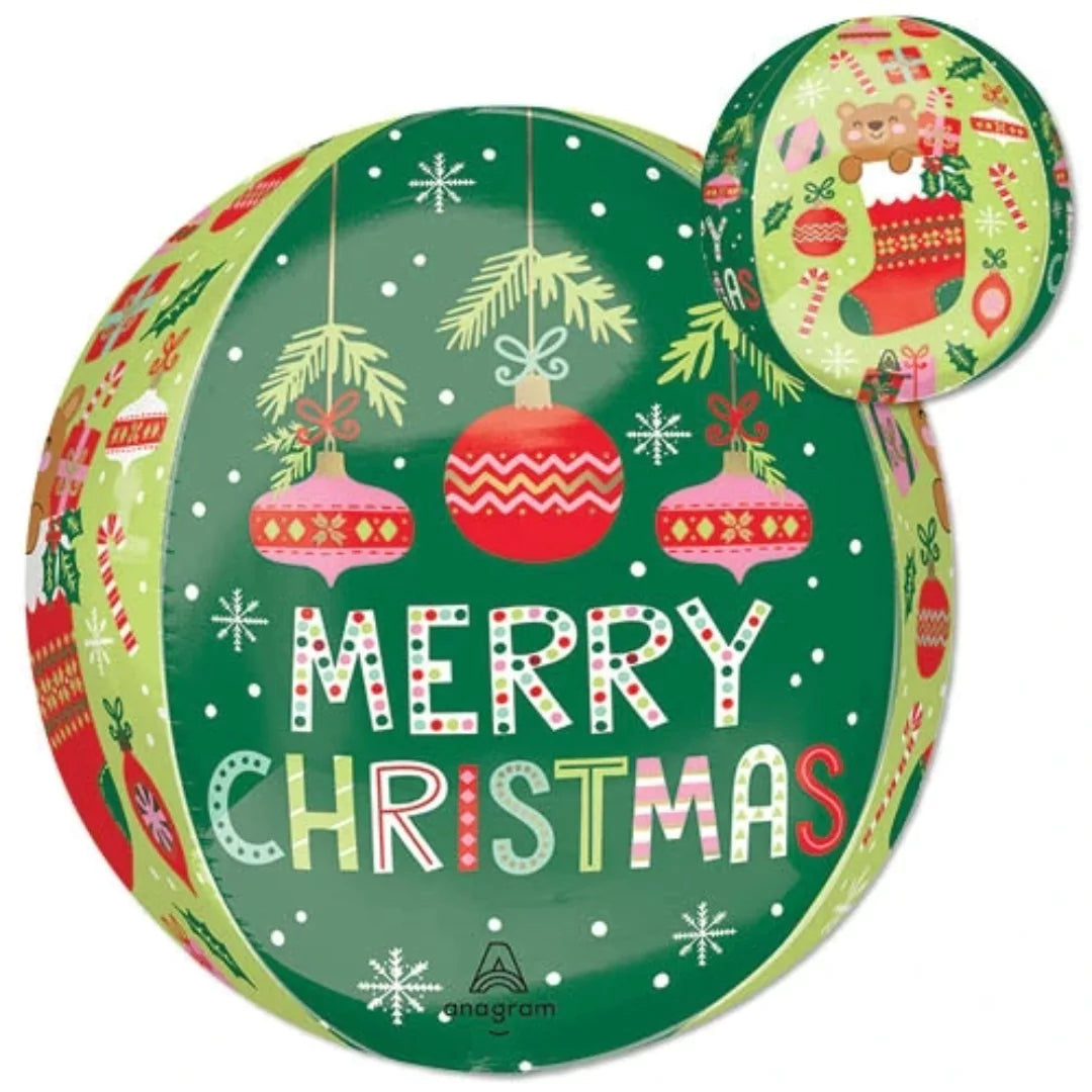Anagram 18 inch Beary Merry Christmas Orbz Foil Balloon