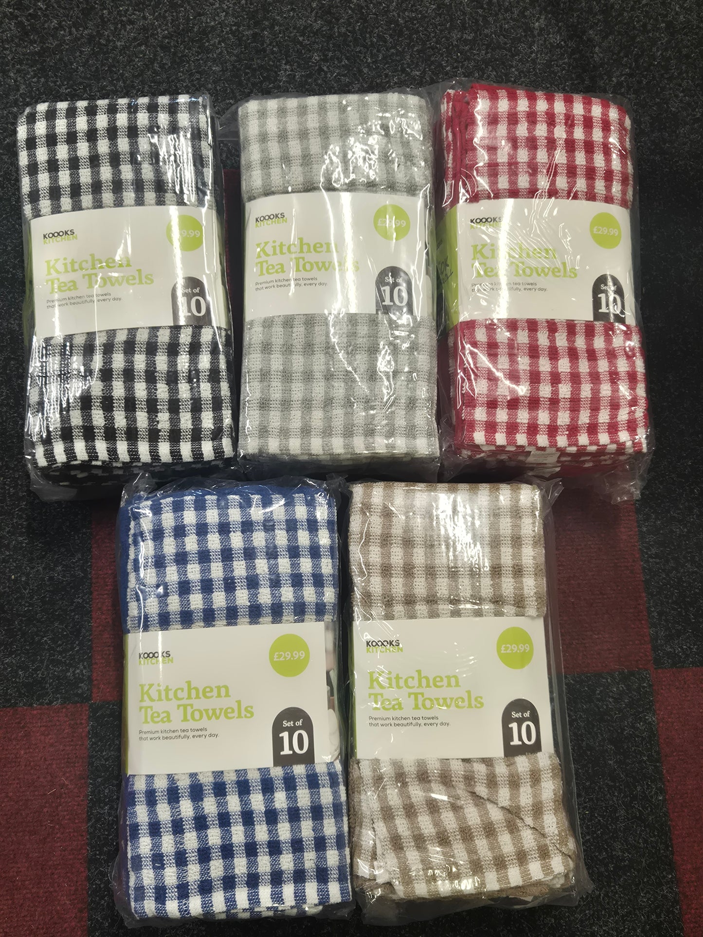 10 pack tea towels bundle in various colours