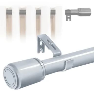 GDEVKHN Curtain Poles for Eyelet Curtains Extendable Curtain Rod with Brackets Fittings Set for Bedroom, Dining Room, Living Room or Kitchen (220-320CM Ø25mm) Grey