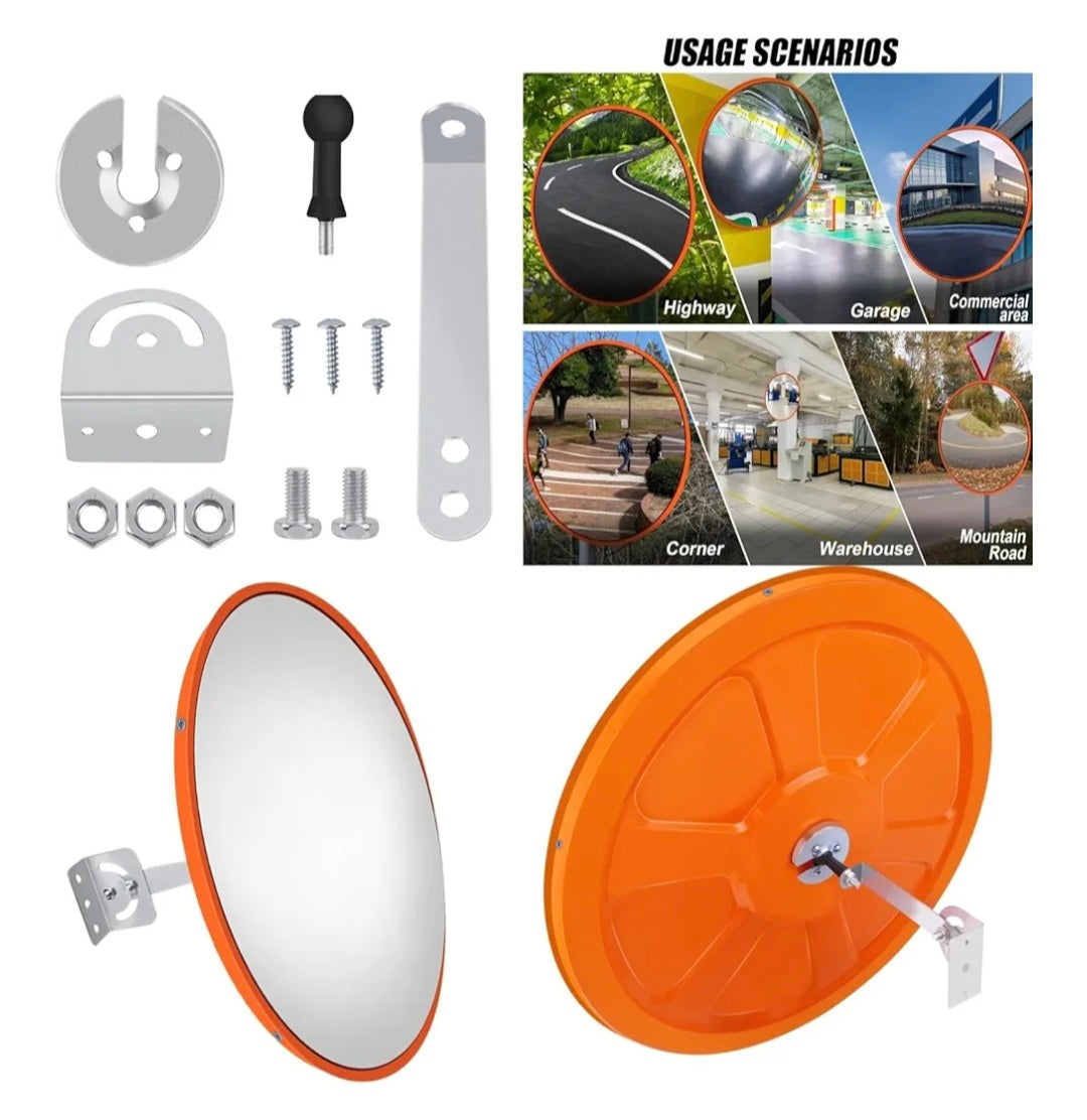 60cm Convex Mirror For Garage, Road Traffic Safety Mirror,130° Wide Angle For Blind Spot,Parking Assistant, Panoramic Mirror