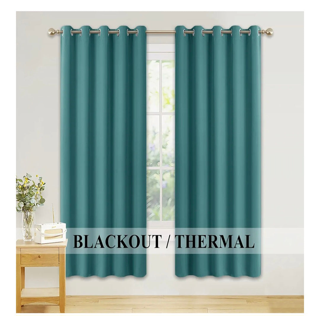 PONY DANCE Thermal Blackout Curtains - Bedroom/Living Room Decor Eyelet Curtains, 52-inch x 63-inch, Sea Teal