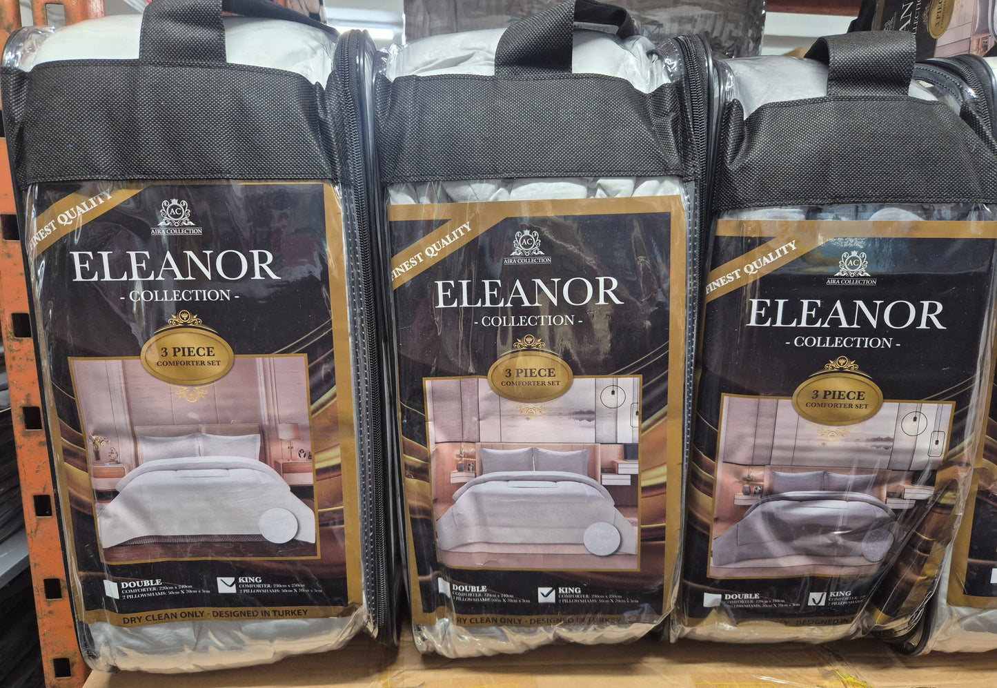 Eleanor 3 Piece Comforter Set includes Duvet & 2 Pillows Double or King 4 Colours