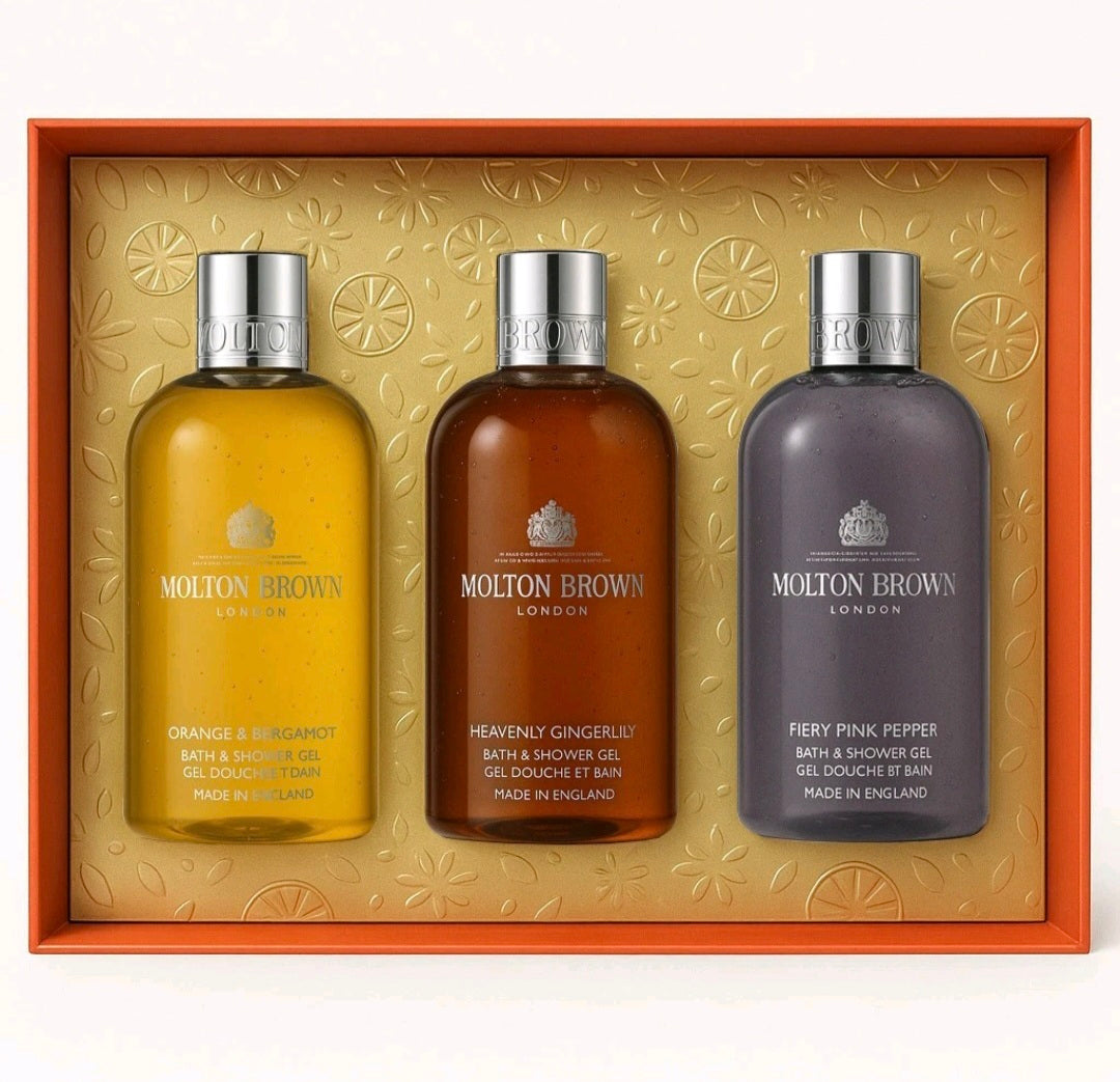 Molton Brown Bath & Shower Gel Set 3 x 300ml Spicy Scented Body Wash Collection