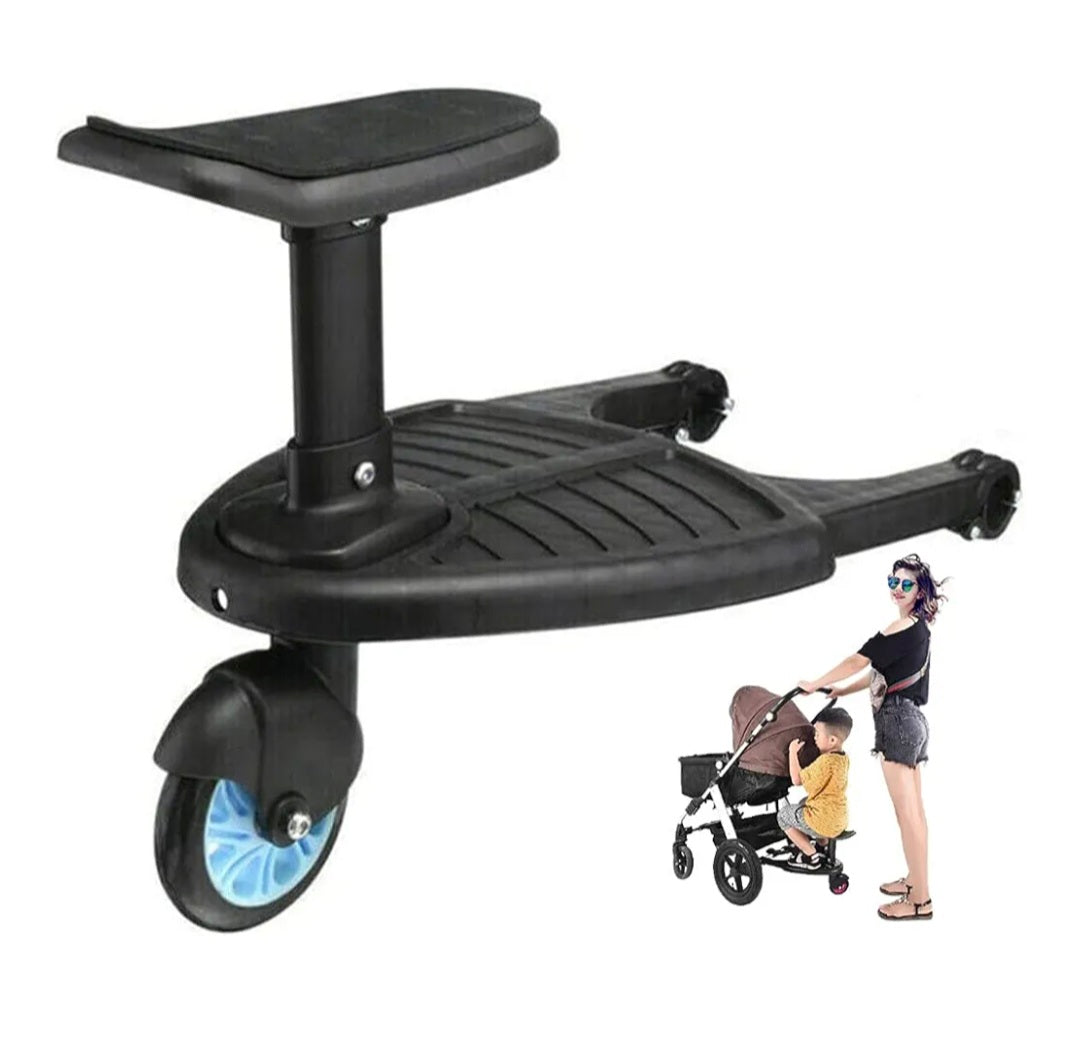 Toddlers Stroller Board, Universal 2In1 Stroller Ride Board, Buggy Board with Seat Standing Board with Seat Standing Board Second-Child Stroller Auxiliary Pedal Sit blue