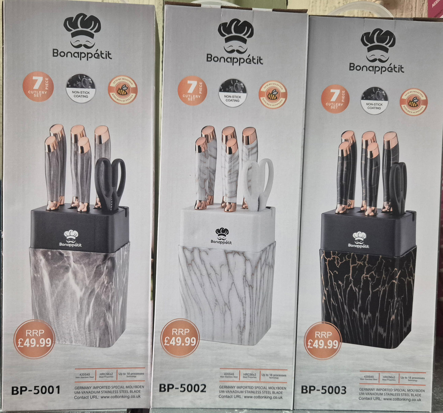 7 Piece Knife Block Set (3 colours)