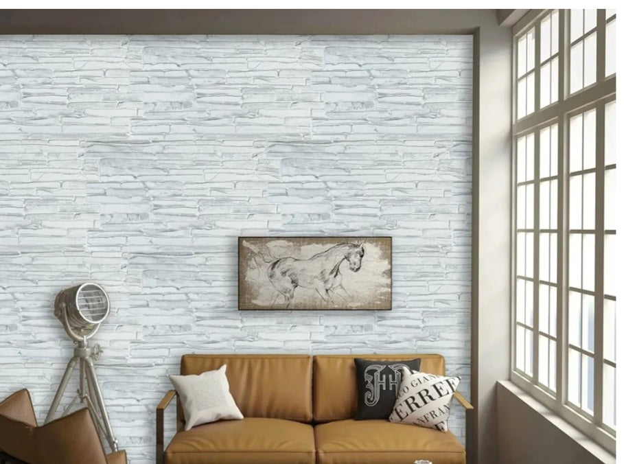 PVC Plastic Wall Panels 3D Decorative Tiles Cladding - Gray Quartzite (Pack 12 pcs/3.92 sqm)