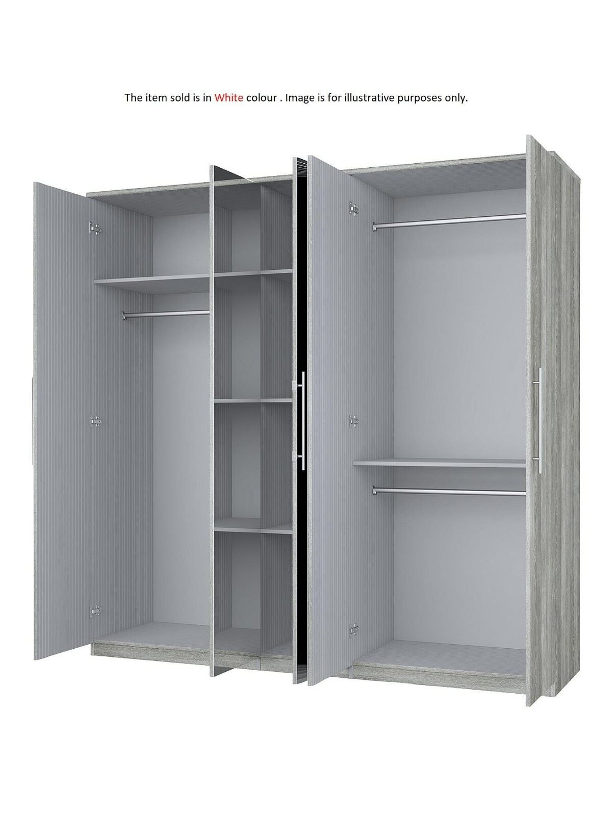 Prague 5 Door Mirrored Wardrobe White - FSC® Certified