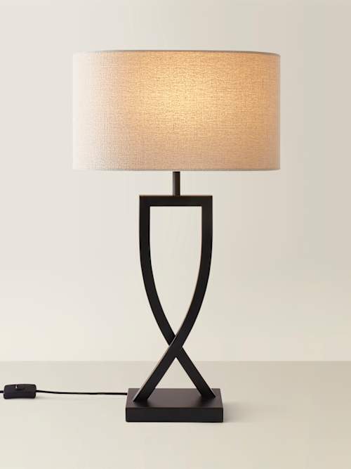 Katniss Black Table Lamp with Oatmeal Shade