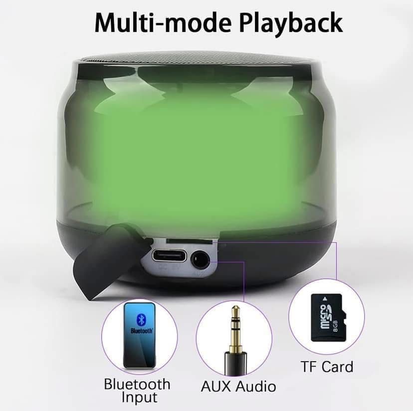 Portable Bluetooth Speaker, Mini Wireless Speakers Bluetooth 5.0 Outdoor Speaker with RGB LED Light, TWS Dual Pairing, TF Card Play Support, Party, Camping, Travel (Multicolour)