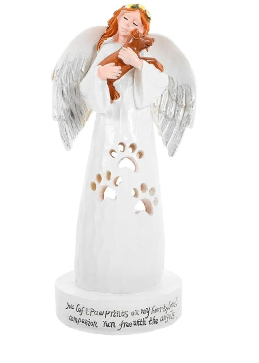 Warmhm Angel Figurine of Friendship for Dog Lovers Pet Friendship Guardian Angel Figurine Loss of a Dog Remembrance Sculpture for Grieving Pet Dog Owners (7.86X3.03X3.03 Inch)