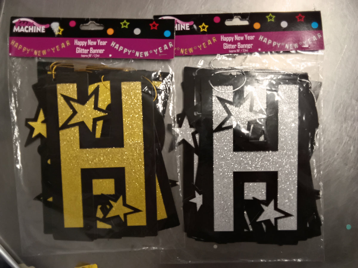 Happy New Year Glitter Banner 90"