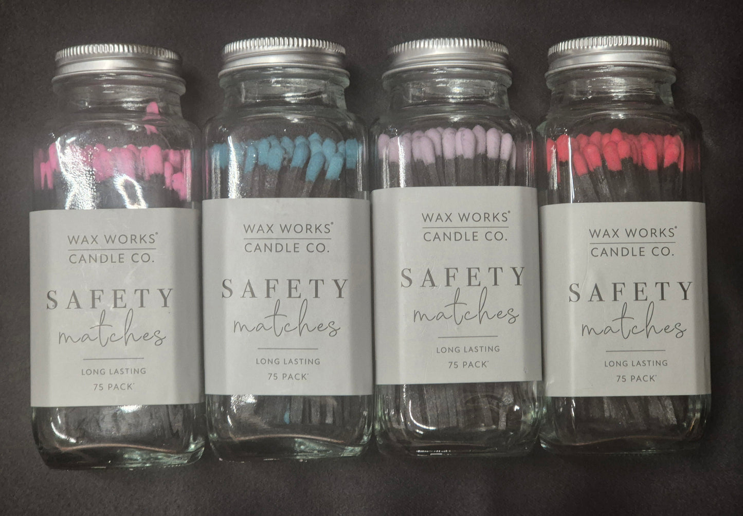 Wax Works Safety Matches 75 Pack, 4 assorted colours