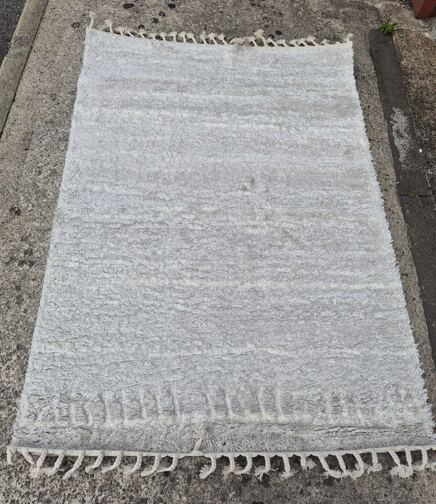 Rugs and More Pulppy Shaggy Rug - Large,Easy-Clean Area Rug with Tassel Edging - Ideal for Living Room, Bedroom - Premium Quality (Nimbus Cream/Pale Grey, 120x170cm)