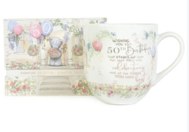 Me to You Tatty Teddy Luxury New Bone China 50th irthday Mug- Presented In Foil Inlaid Gift Box - Signature Collection