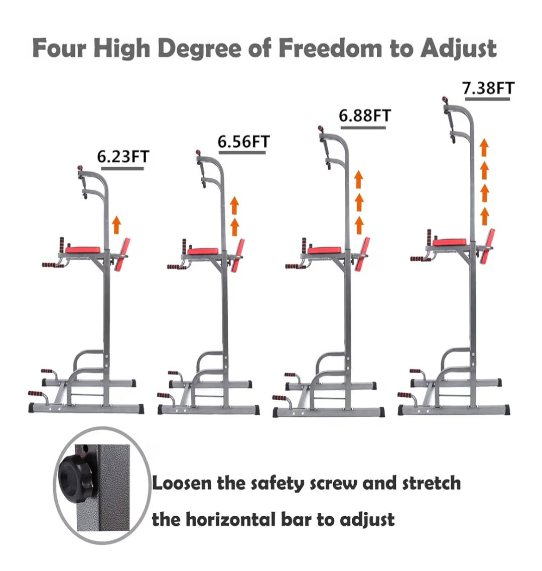 Lx Free Power Tower - Home Gym Adjustable Multi-Function Fitness Equipment Pull Up Bar Stand Workout Station